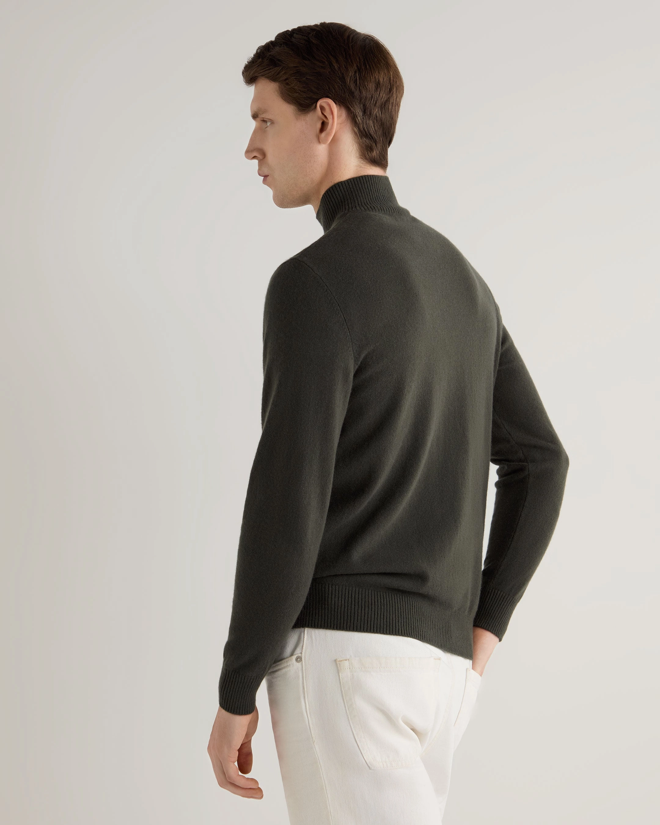 Men'S Mayfair Turtle Neck Cashmere Jumper Arabica Khaki Green Special Surprise Sale