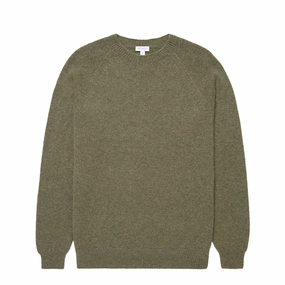 Sunspel Lambswool Crew Neck Sea Moss Shop Save Today
