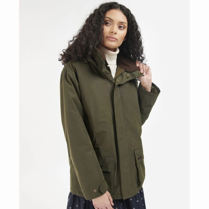 Barbour Beaconsfield Waterproof Ladies Jacket - Olive Trending Hot Deal