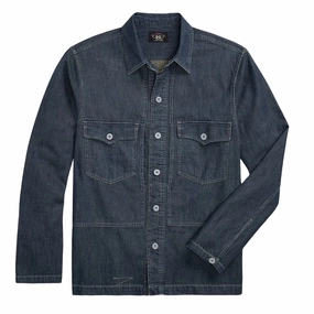 Rrl By Ralph Lauren Indigo Denim Overshirt Dark Wash Best Deal Online Exclusive Savings Event