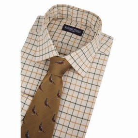 Shop Smart Save William Powell Cotton Tattersall Shooting Shirt - Green / Ochre