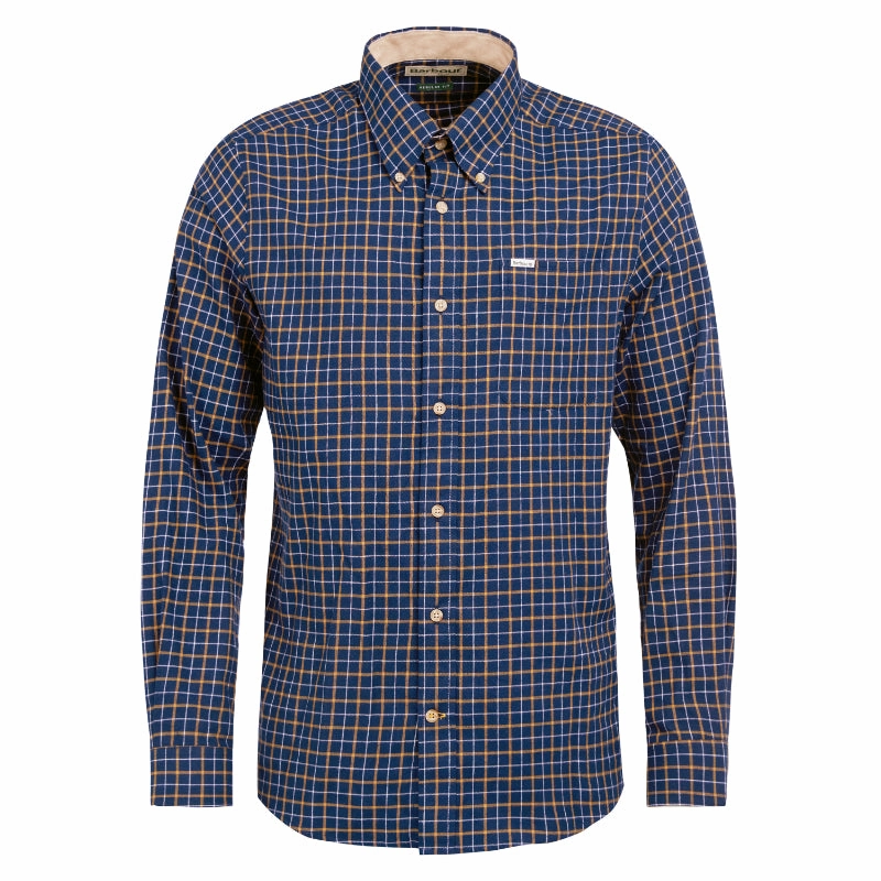 Barbour Bank Tattersall Regular Fit Mens Shirt - Navy Trending Hot Picks