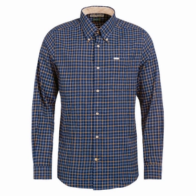 Barbour Bank Tattersall Regular Fit Mens Shirt - Navy Trending Hot Picks