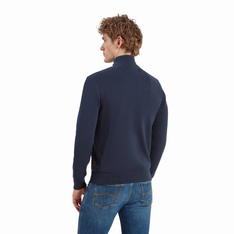 Schoffel Calton Cotton Cashmere 1/4 Zip Mens Jumper - Petrol Blue Last Chance Steal