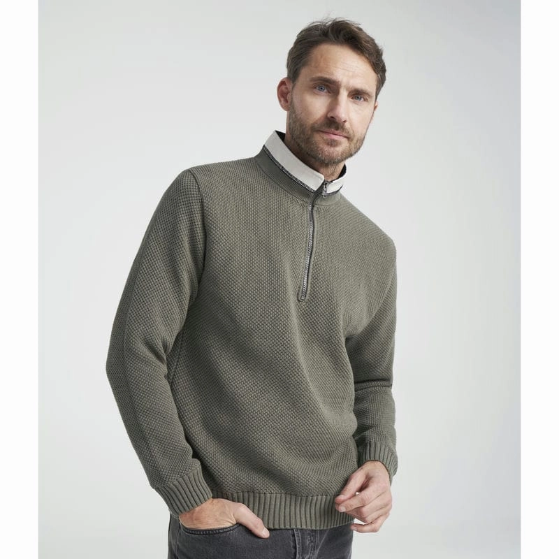 Holebrook Classic Windproof Mens 1/4 Zip Jumper - Dusty Olive Hot Savings Alert Surprise Discount Today