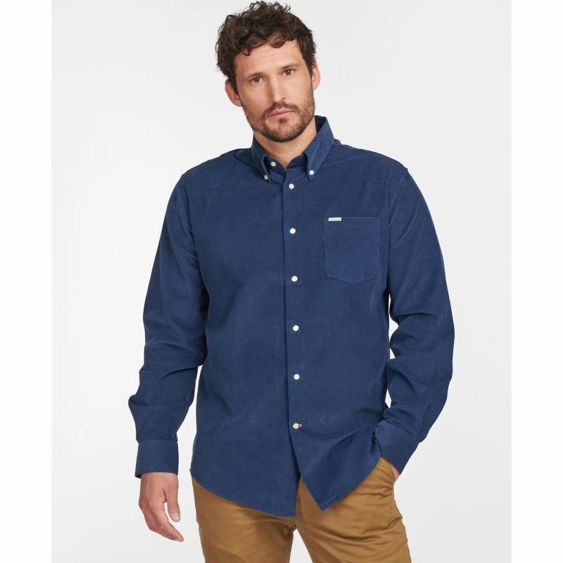 Barbour Ramsey Regular Fit Mens Fine Corduroy Shirt - Dark Denim MustHave Deals
