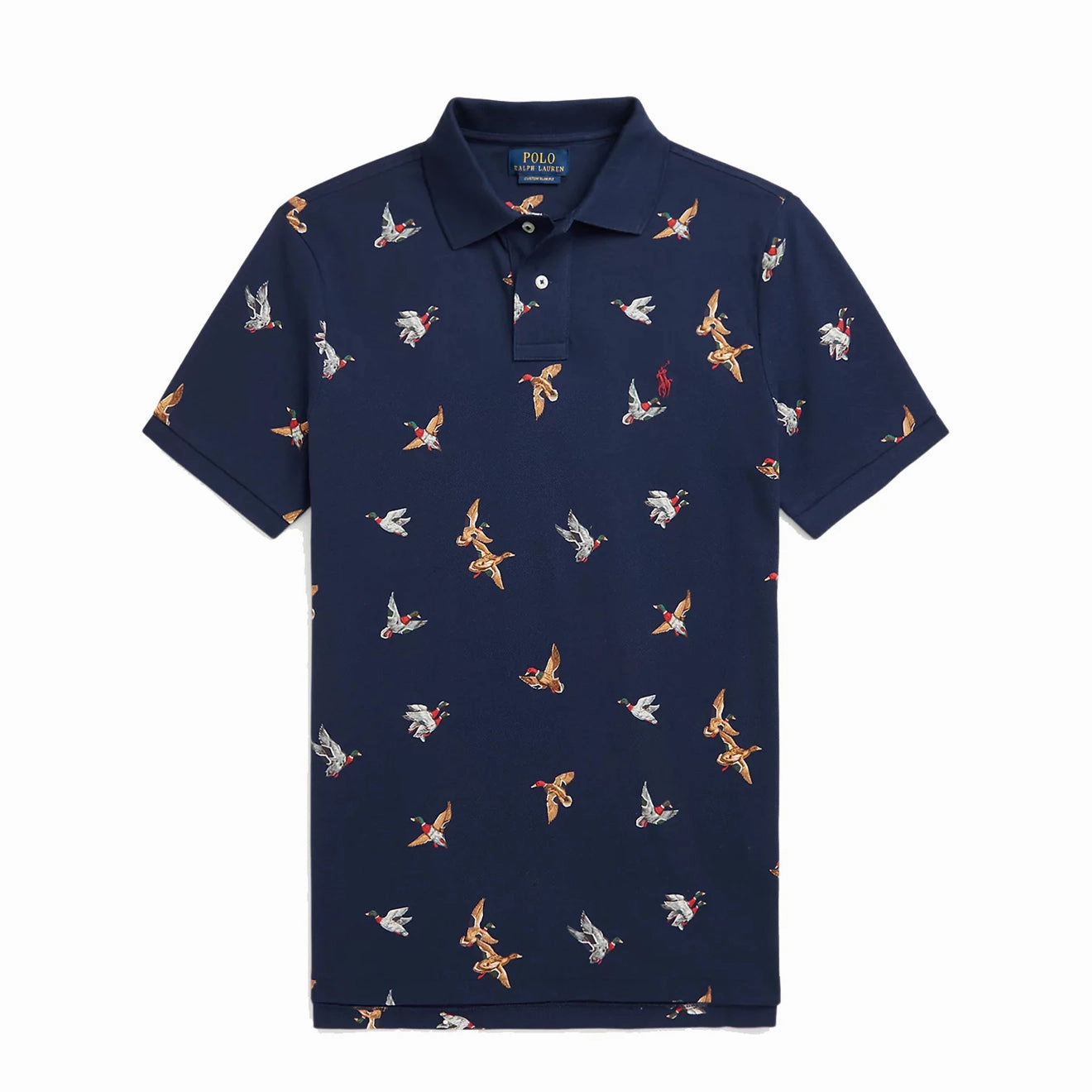Polo Ralph Lauren Custom Slim Duck-Print Polo Shirt Mallard Flight Newport Navy Last Chance Offer