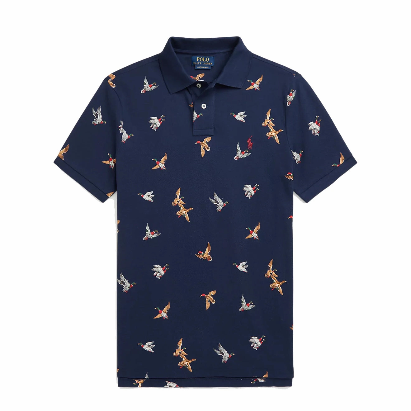 Polo Ralph Lauren Custom Slim Duck-Print Polo Shirt Mallard Flight Newport Navy Hot Pick Deal