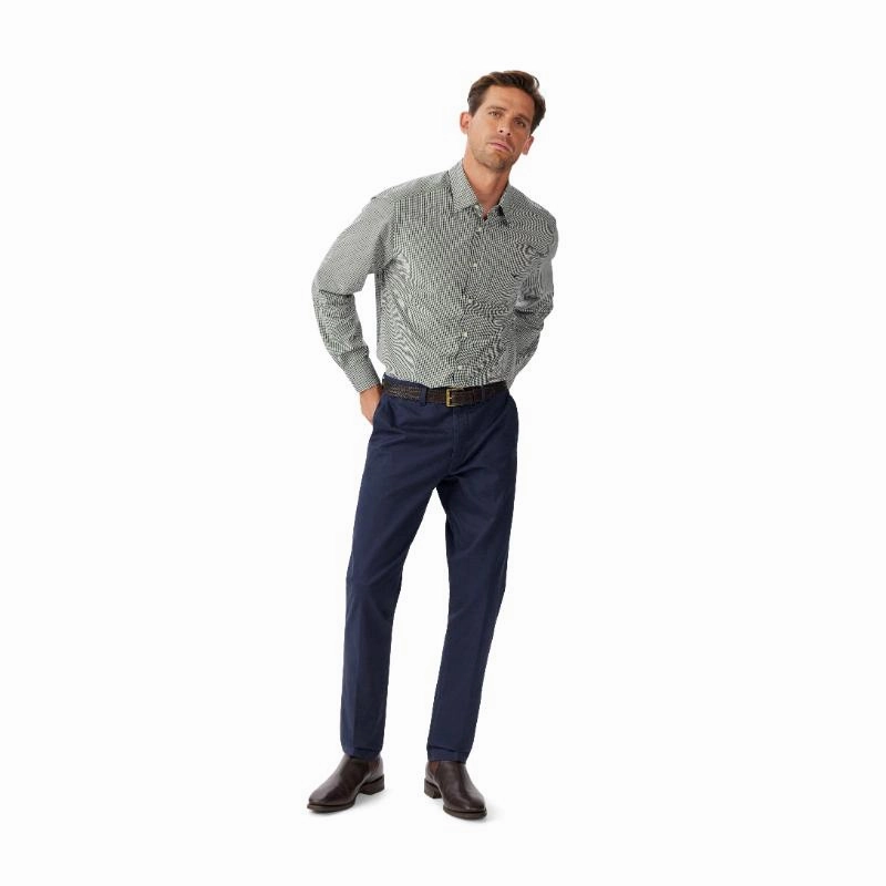 Daily Clearance Deal Clearance Event Today R.M.Williams Quinn Classic Fit Poplin Mens Shirt - White Navy Green