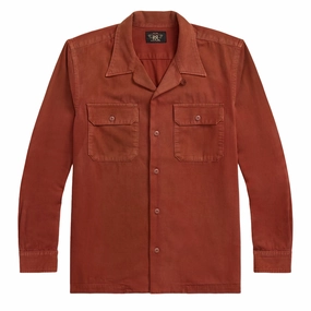Rrl By Ralph Lauren Holmes Camp Long Sleeve Sport Shirt Brick Special Deal Frenzy
