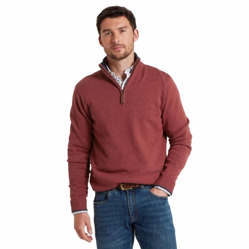 Limited Time Discount Shop Today Save Schoffel Blair 1/4 Zip Mens Jumper - Redwood