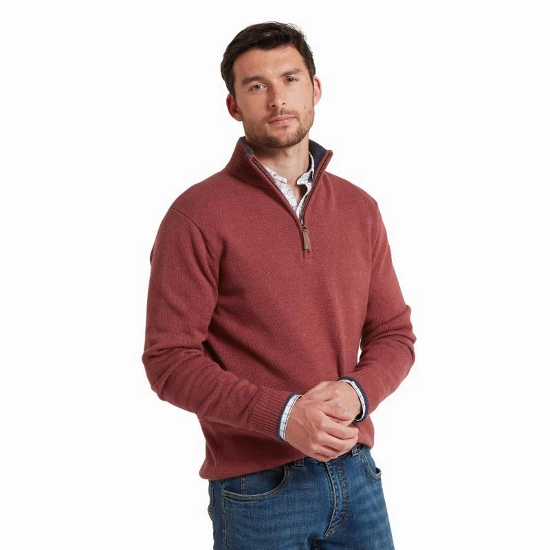Special Surprise Sale Dont Wait Save Schoffel Blair 1/4 Zip Mens Jumper - Redwood