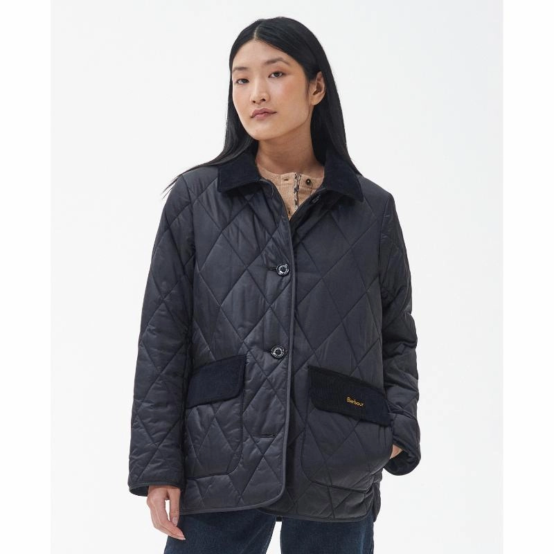 Price Drop Today Barbour Bragar Ladies Quilted Jacket - Black/Ancient