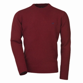 Laksen Kensington Lambswool Round Neck Mens Jumper - Wine Last Chance Offer Online Exclusive Deal
