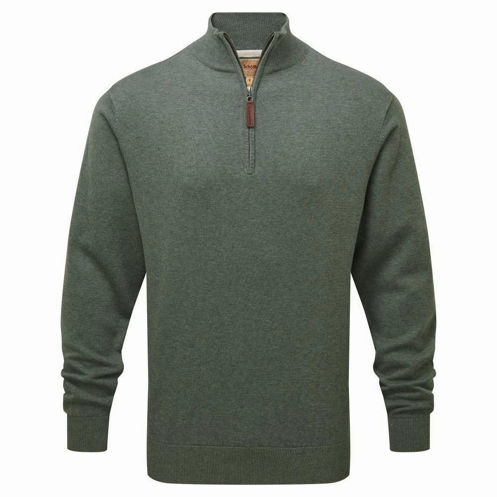 Schoffel Porthmeor Pima Cotton 1/4 Zip Mens Jumper - Country Green MustHave Gift Ideas