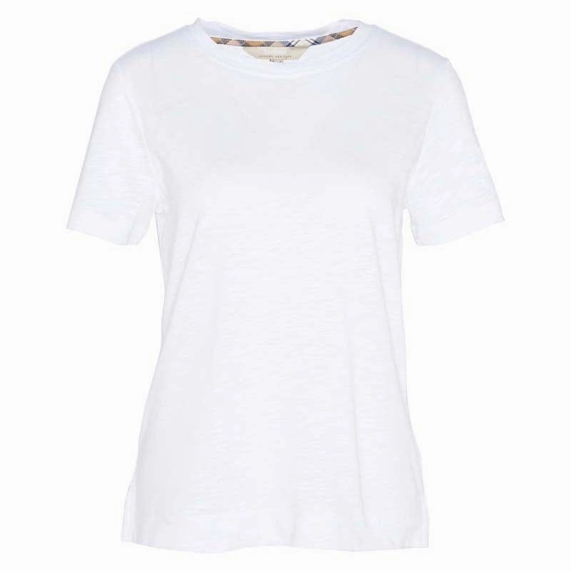 Barbour Darla Ladies Top - White/Pink Hessian Tartan Hot Savings Alert Big Hot Sale