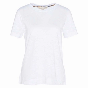 Barbour Darla Ladies Top - White/Pink Hessian Tartan Surprise Discount Today