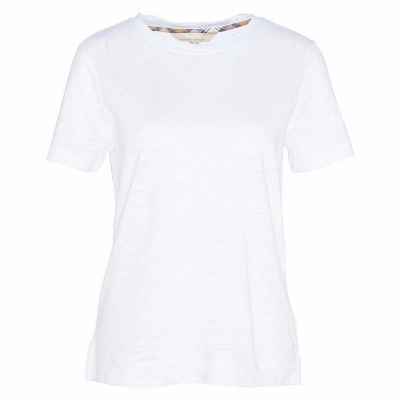 Barbour Darla Ladies Top - White/Pink Hessian Tartan Flash Discount Today