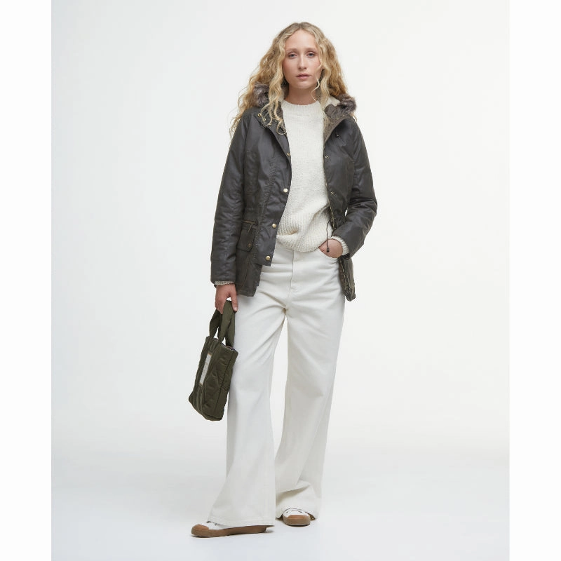 Barbour Ladies Kelsall Wax Parka Jacket - Olive / Classic Shop the Savings