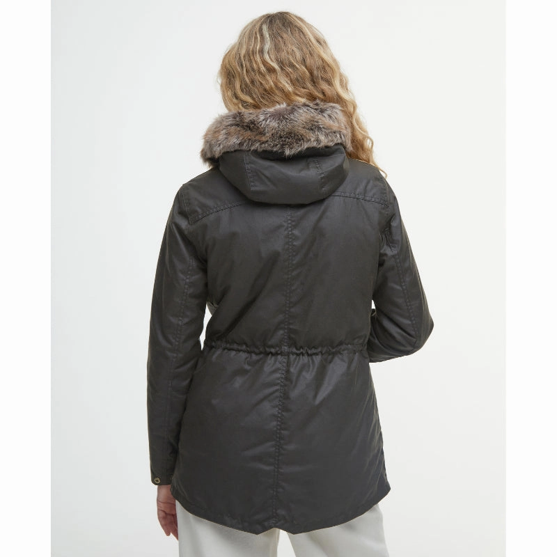 Dont Wait Save Clearance Event Today Barbour Ladies Kelsall Wax Parka Jacket - Olive / Classic