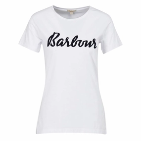 Barbour Otterburn Ladies T-Shirt - White/Navy MustHave Items Trending Offer Today