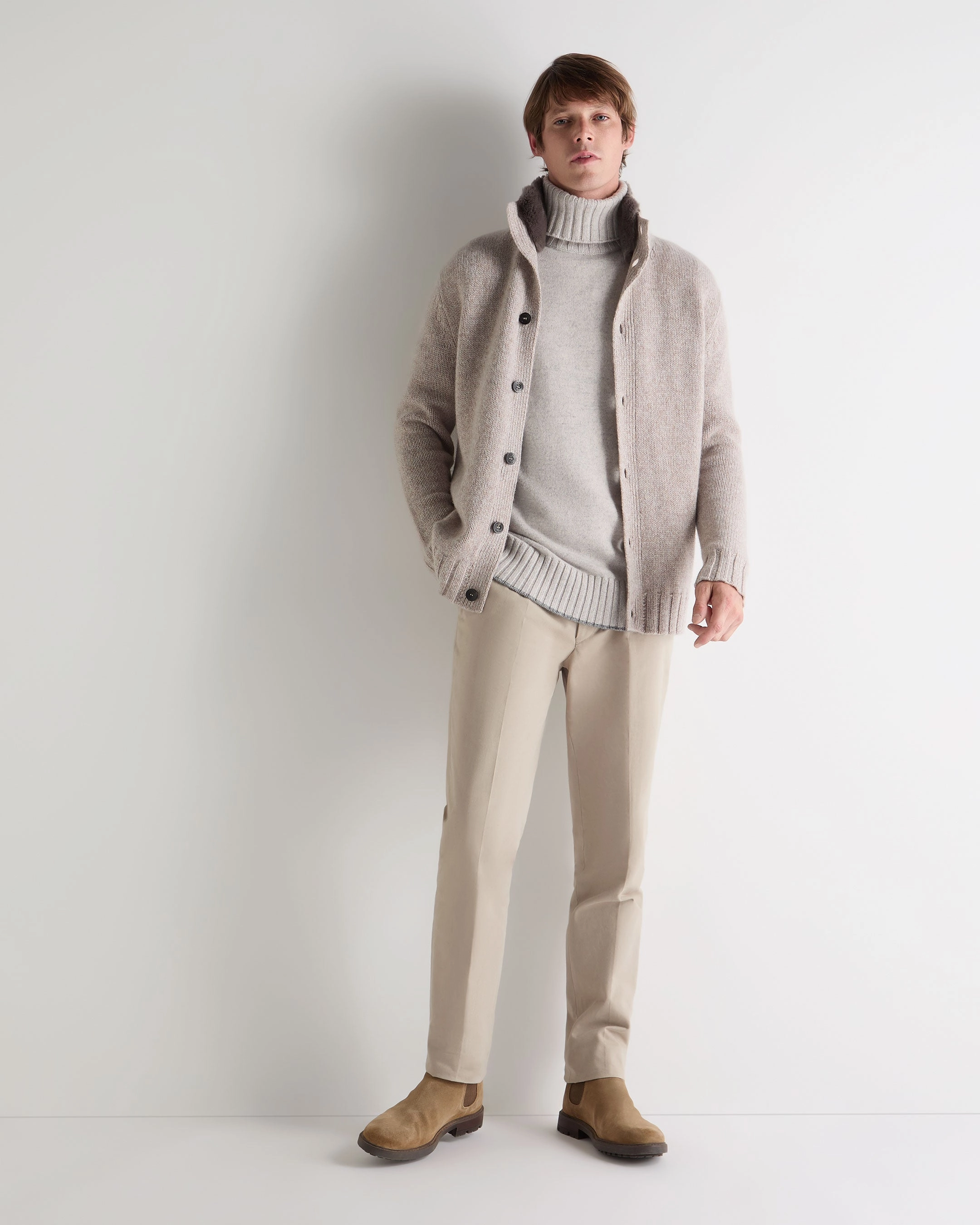 Online Exclusive Offer Save More Online Men'S Brompton Roll Neck Cashmere Jumper Nougat Brown Marl