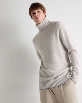 Flash Pick Today Men'S Brompton Roll Neck Cashmere Jumper Nougat Brown Marl