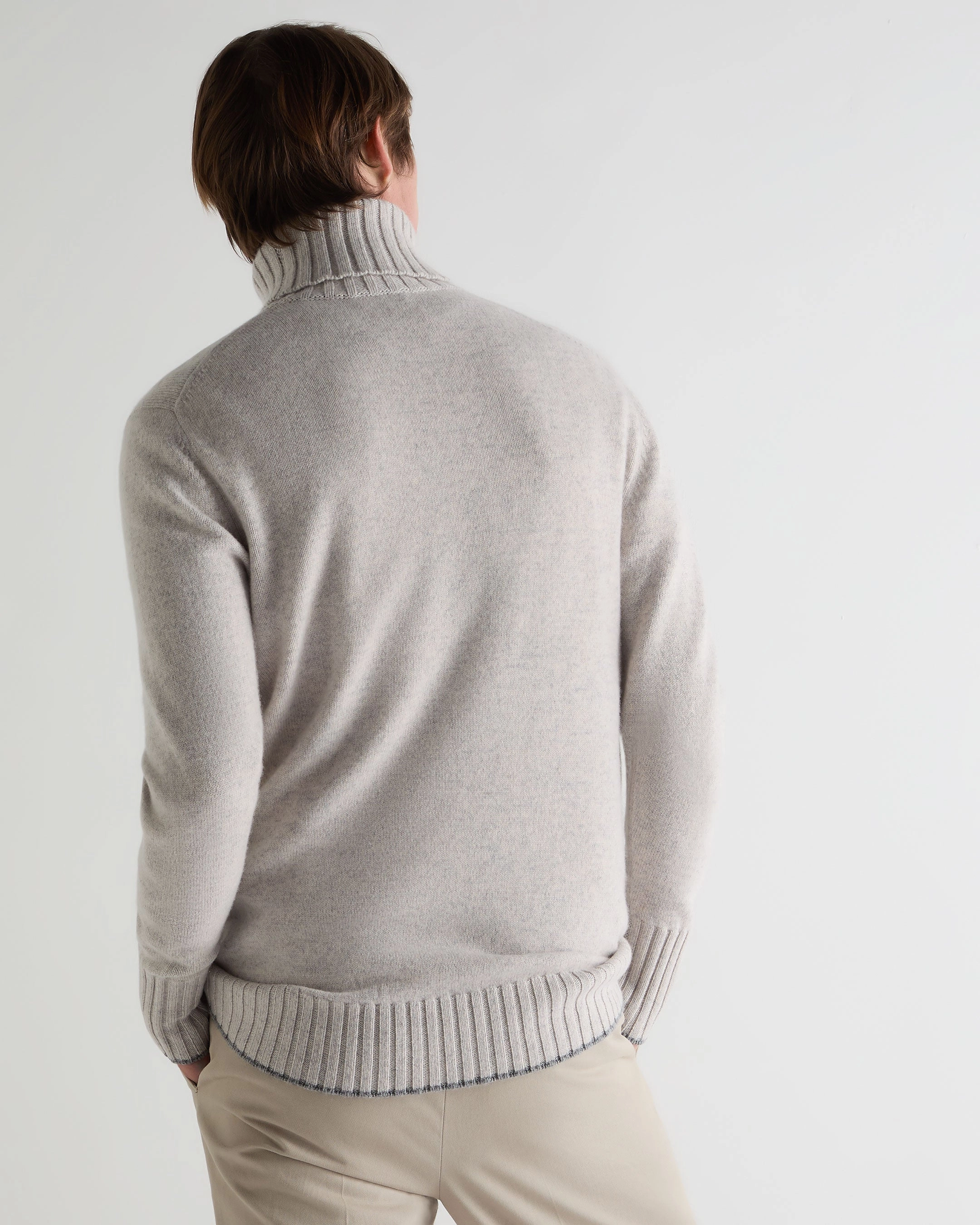 Men'S Brompton Roll Neck Cashmere Jumper Nougat Brown Marl Clearance Sale