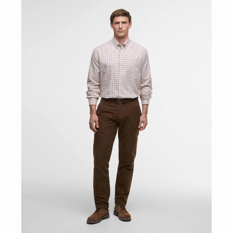 Barbour Preston Mens Regular Fit Shirt - Fired Brick Todays Special Picks