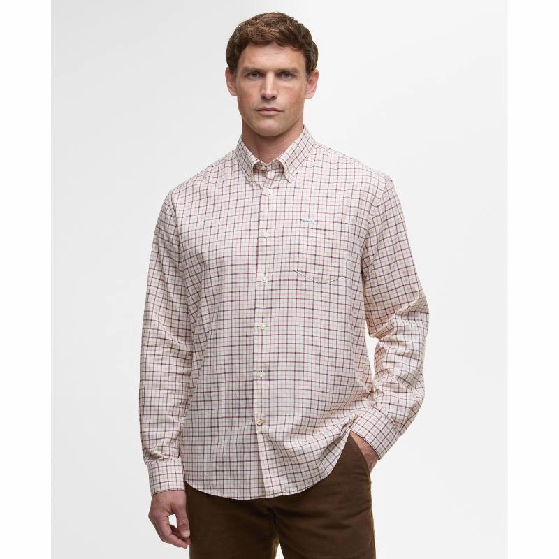 Barbour Preston Mens Regular Fit Shirt - Fired Brick Best Deal Today