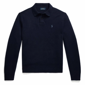 Polo Ralph Lauren Wool-Cashmere Polo-Collar Jumper Hunter Navy Surprise Discount Today