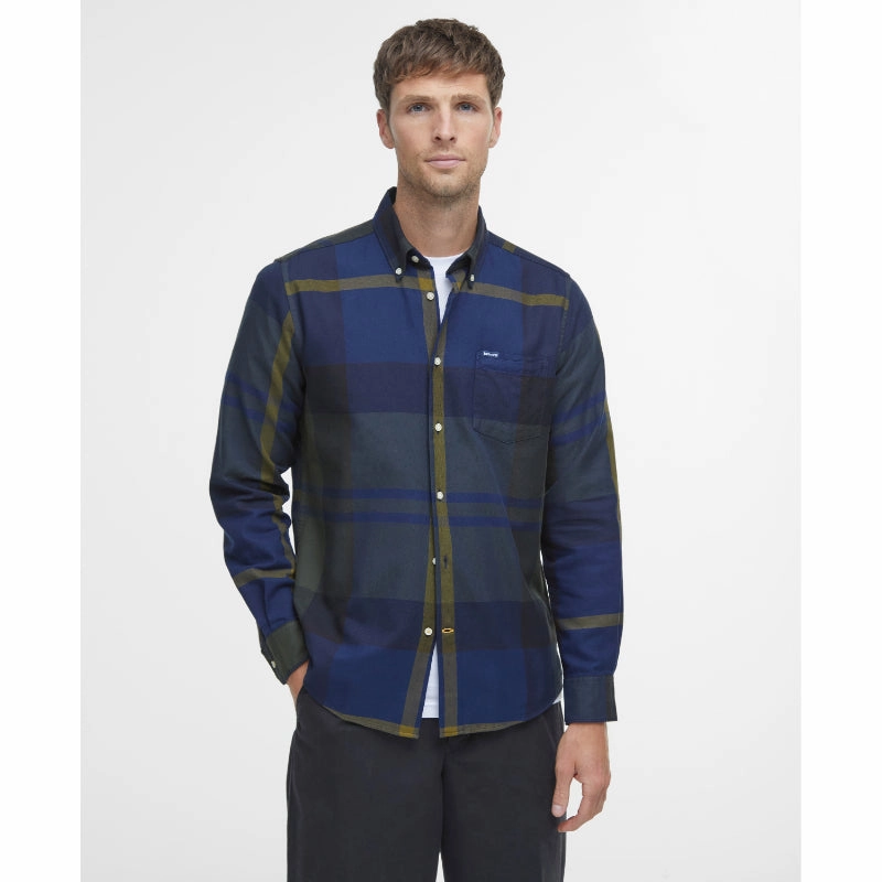 Shop the Savings Now Barbour Dunoon Mens Tailored Shirt - Olive Night