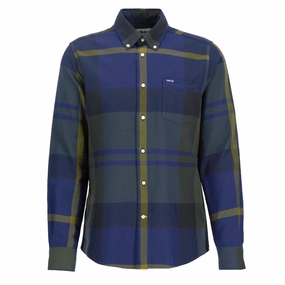 Shop Save Big Barbour Dunoon Mens Tailored Shirt - Olive Night