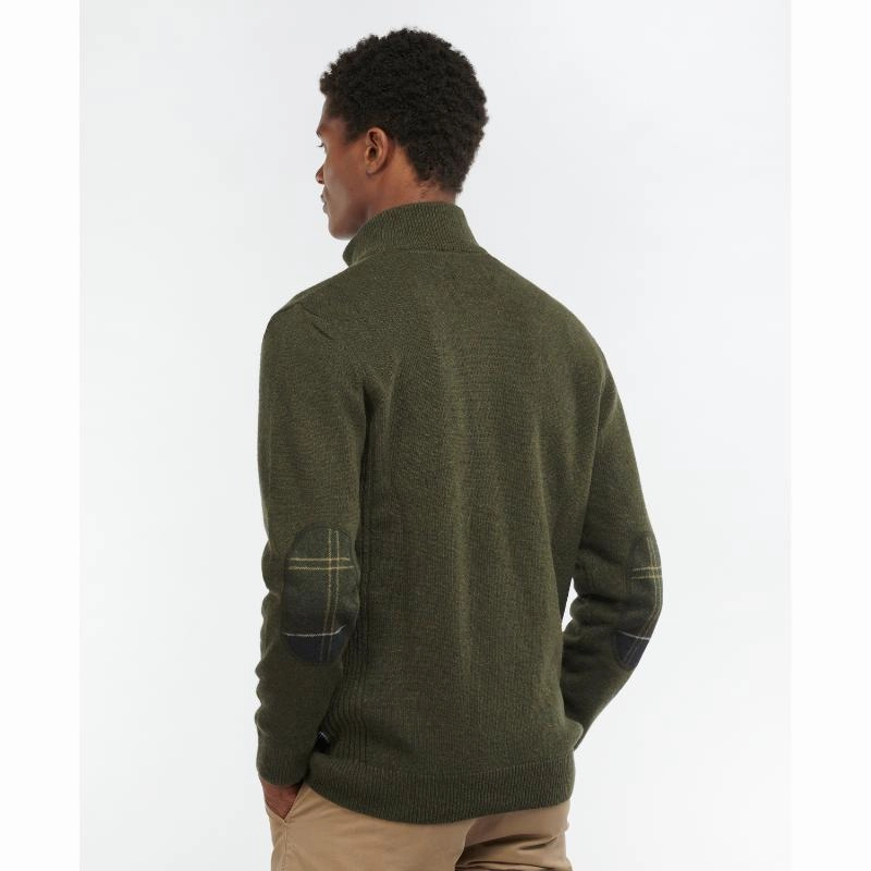 Clearance Sale Hot Offer Ending Soon Barbour Holden Half Zip Knitted Mens Jumper - Olive Marl