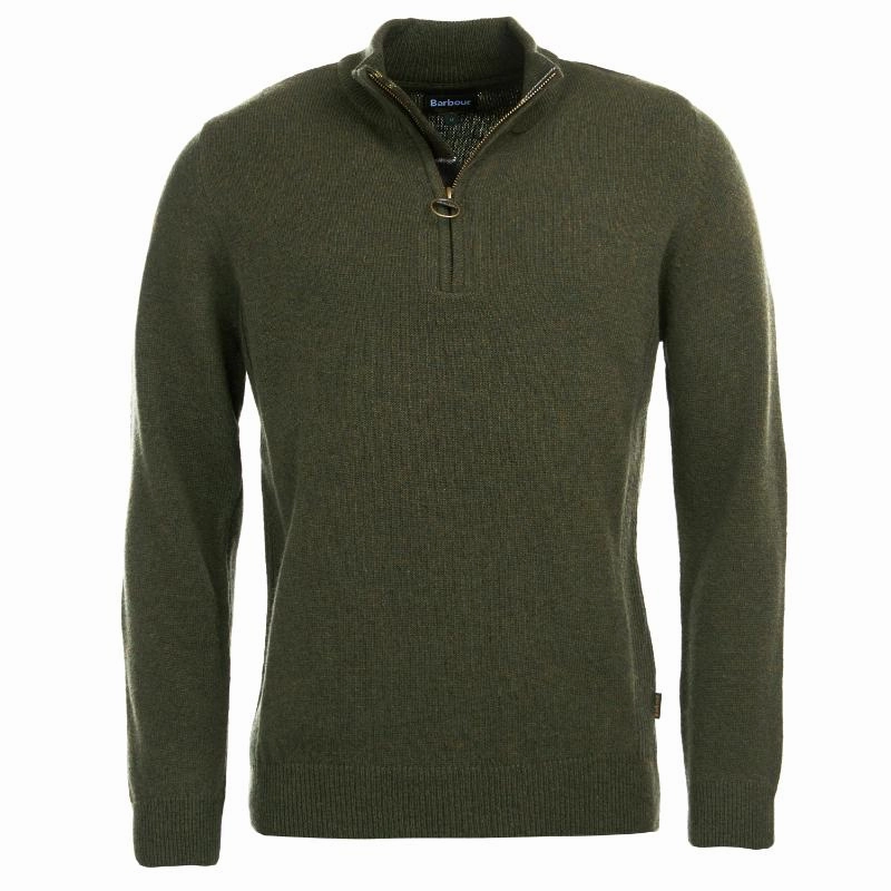 Grab Your Hot Pick Limited Stock Hot Deal Barbour Holden Half Zip Knitted Mens Jumper - Olive Marl