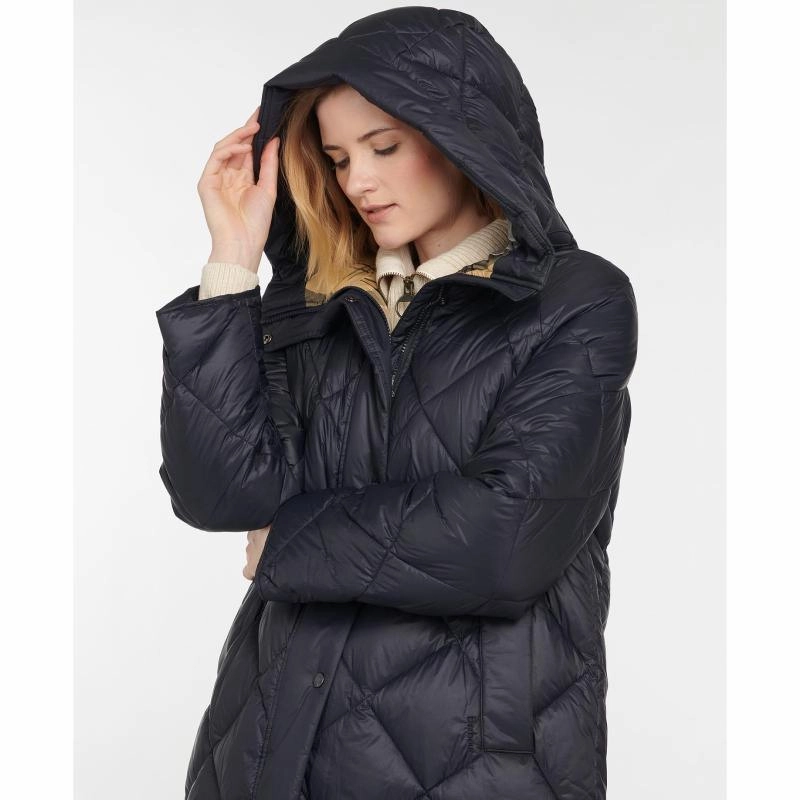 Todays Hot Savings Gift Sale Event Barbour Sandyford Ladies Quilted Coat - Dark Navy/Dress