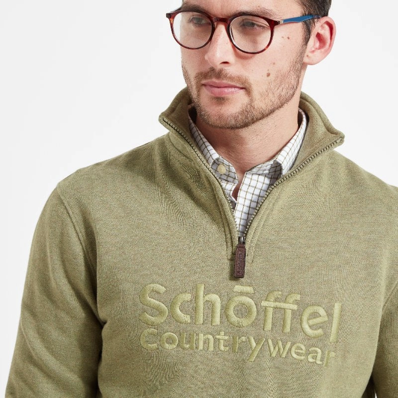 Schoffel Bude Mens 1/4 Zip Sweatshirt - Light Khaki Marl Exclusive Savings Event