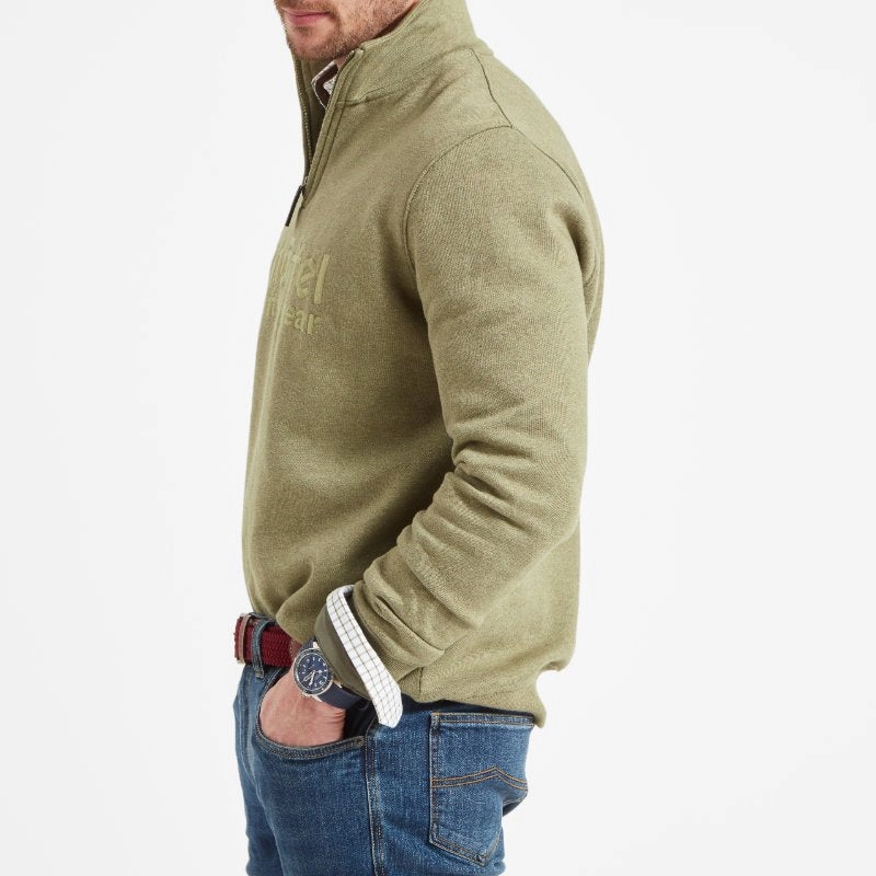 Save Today Event Schoffel Bude Mens 1/4 Zip Sweatshirt - Light Khaki Marl