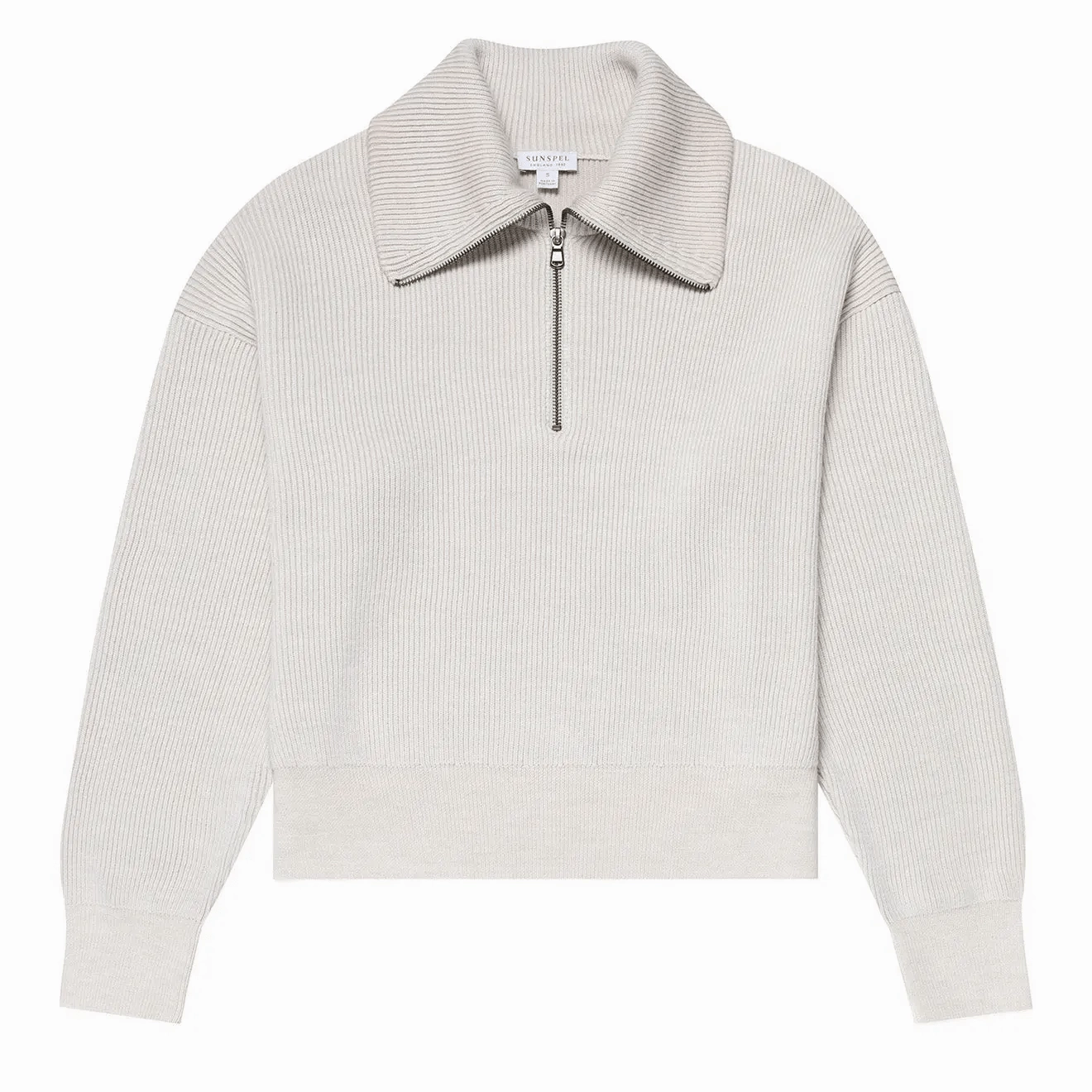 GiftWorthy Sale Dont Wait Save Today Sunspel Womens Ribbed Half Zip Jumper Ecru