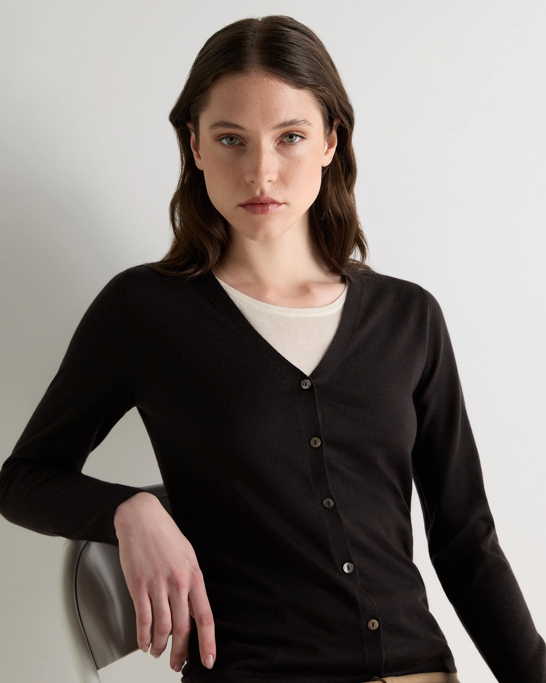 Women'S Mia Superfine Cashmere V Neck Cardigan Chocolate Brown Instant Deal Today Hot Pick Online