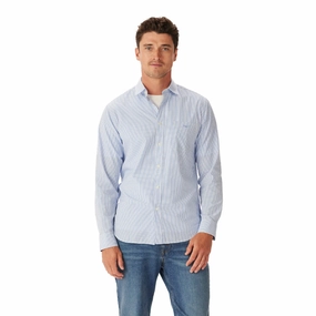 Exclusive Online Deal R.M.Williams Poplin Stripe Regular Fit Mens Shirt - Blue/White