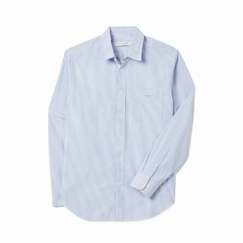 Flash Deal Alert R.M.Williams Poplin Stripe Regular Fit Mens Shirt - Blue/White