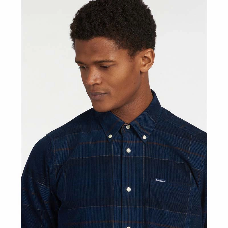 Barbour Blair Corduroy Tailored Mens Shirt - Midnight Tartan Shop the Savings