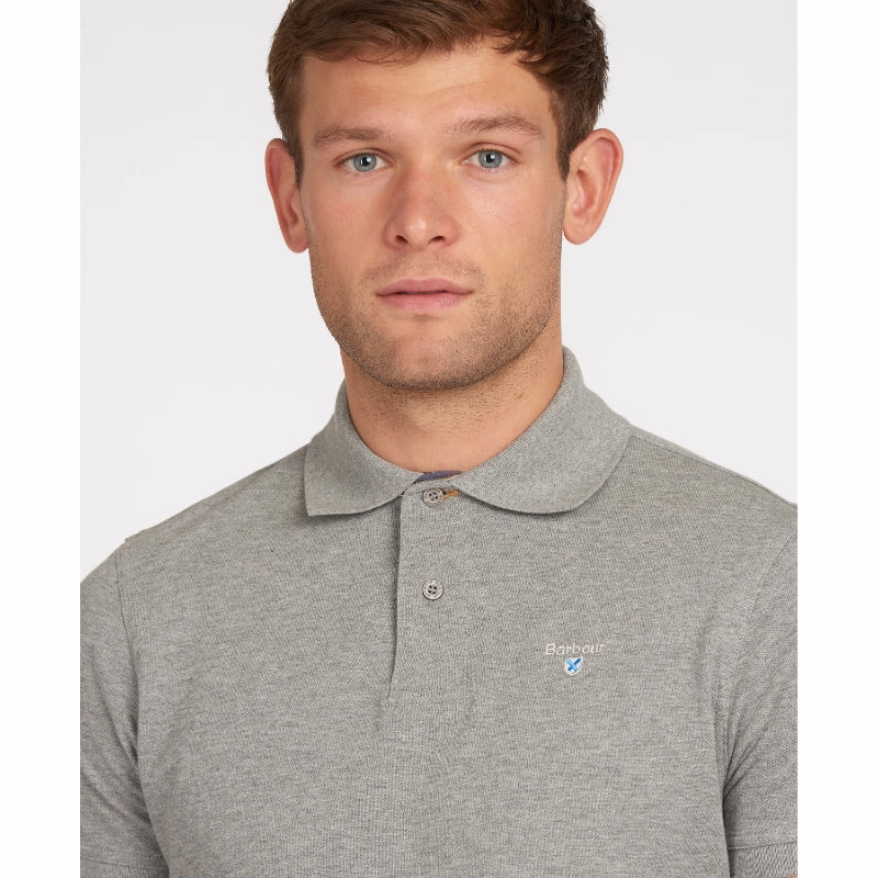 Barbour Tartan Pique Mens Polo Shirt - Grey Marl Special Offer Inside