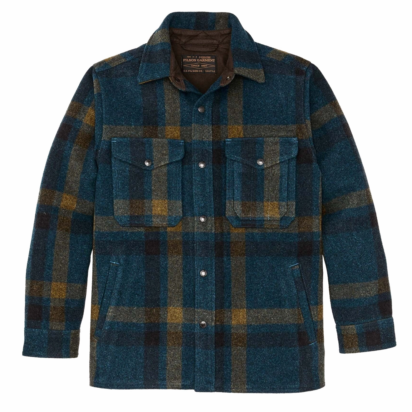 Filson Lined Mackinaw Jac-Shirt Teal / Ochre Plaid Shop Smart Save MustHave Items