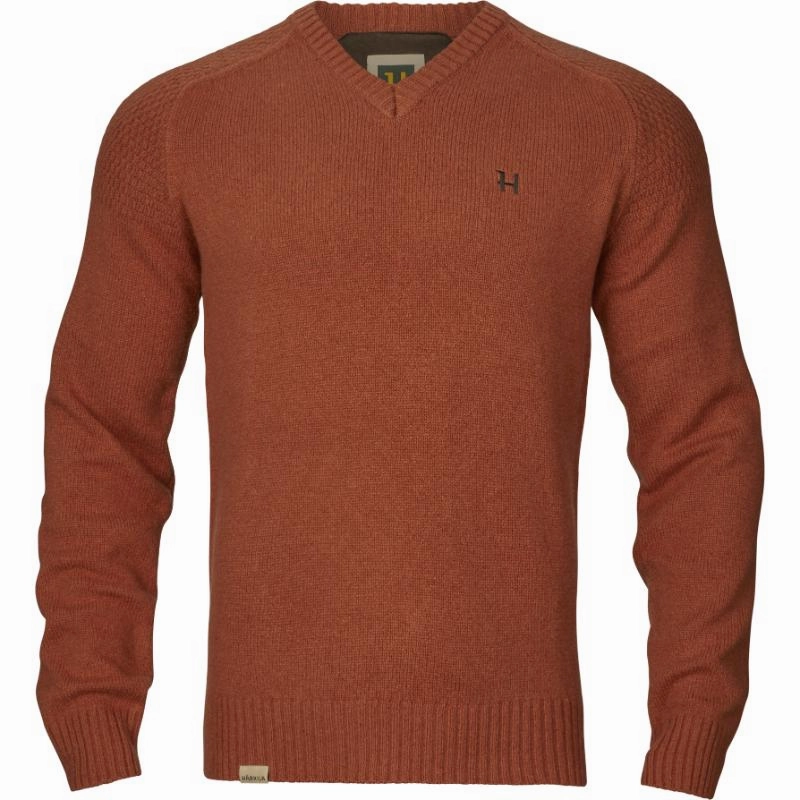 Harkila Vincent Merino Mens V-Neck Jumper - Bombay Brown MustHave Gift Ideas