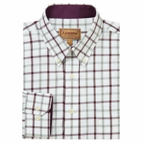Price Slash Today Schoffel Brancaster Classic Mens Shirt - Wine Check