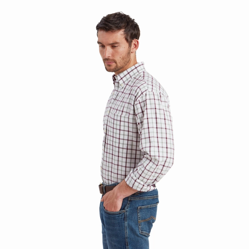 Today Only Discount Schoffel Brancaster Classic Mens Shirt - Wine Check