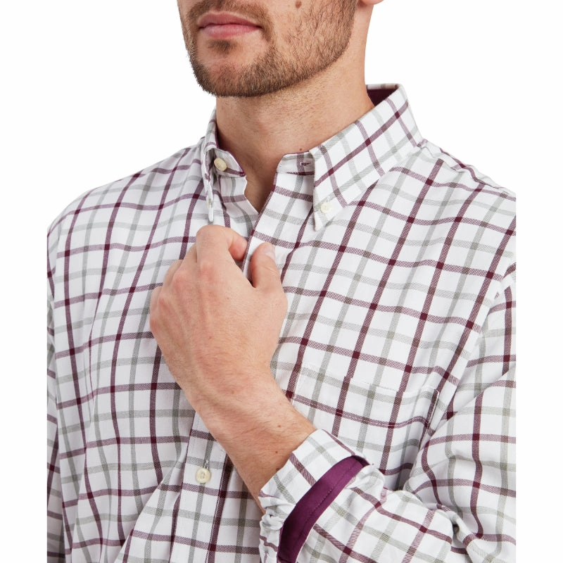 Shop the Savings Limited Time Offer Schoffel Brancaster Classic Mens Shirt - Wine Check