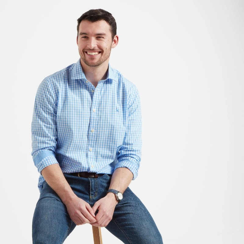 Schoffel Thorpeness Tailored Mens Shirt - Blue Check MustShop Sale